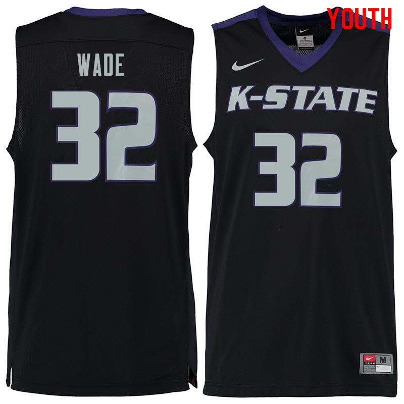 Youth #32 Dean Wade Kansas State Wildcats College Basketball Jerseys Sale-Black - Click Image to Close